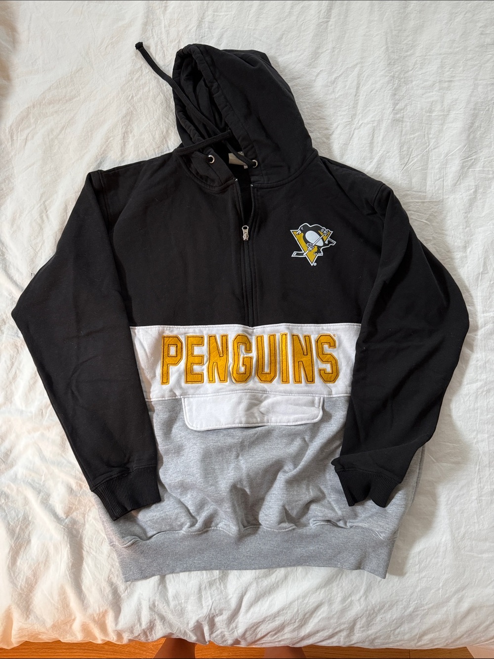 Fanatics Pittsburgh Penguins Half-Zip Hoodie - Black/White/Gold